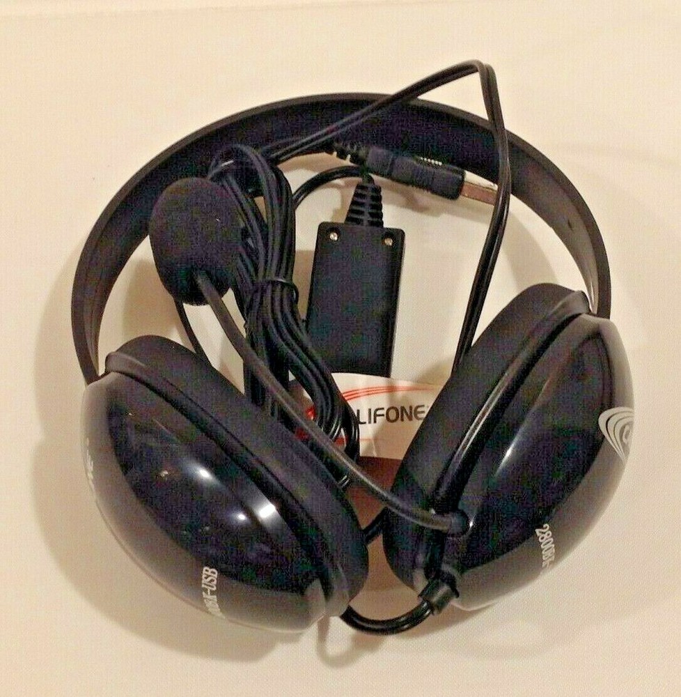 Califone 2800BK-USB Listening First Stereo Headset with USB Plug Black Small NEW