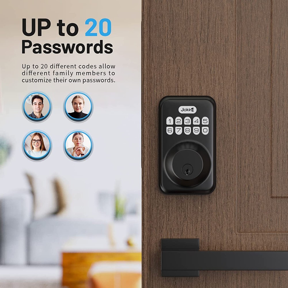 Smart Lock Keypad Deadbolt Auto Lock, 20 Codes, Anti-Peep, Guest Code, WiFi, App