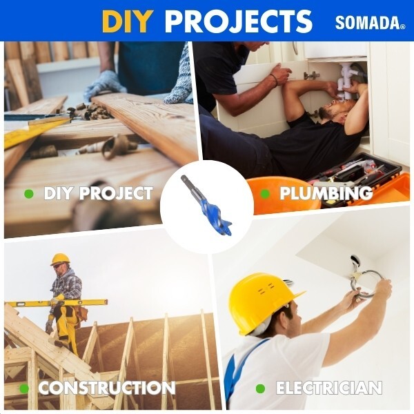 SOMADA Auger Drill Bit Set, 5-Piece, 1/2", 5/8", 3/4", 7/8" and 1" Inch Size