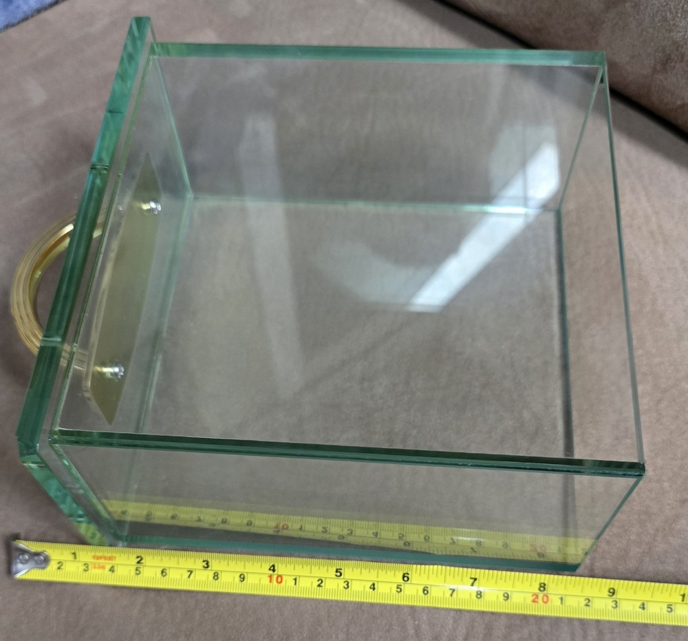 8½" Rectangular Clear Glass Display Case with Open Bottom Chipped Corner