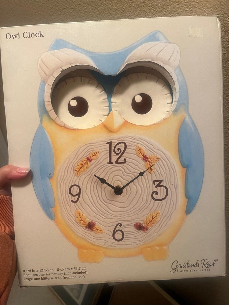 New! Ceramic Grasslands Roads Owl Clock
