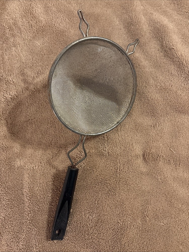 Vintage Wire Mesh Strainer Sifter Black Handle 12”