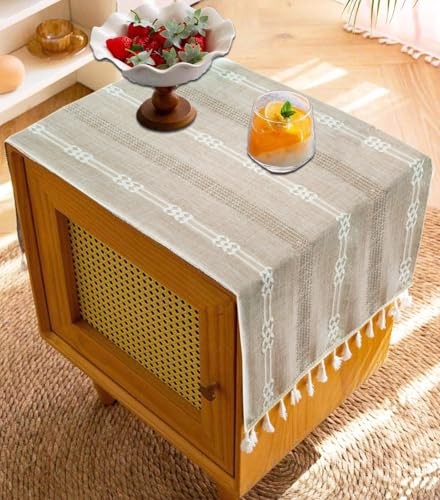Bedside Tablecloth for Nightstand Tassel 35.4" x 15.7" (Rectangular) Coffee