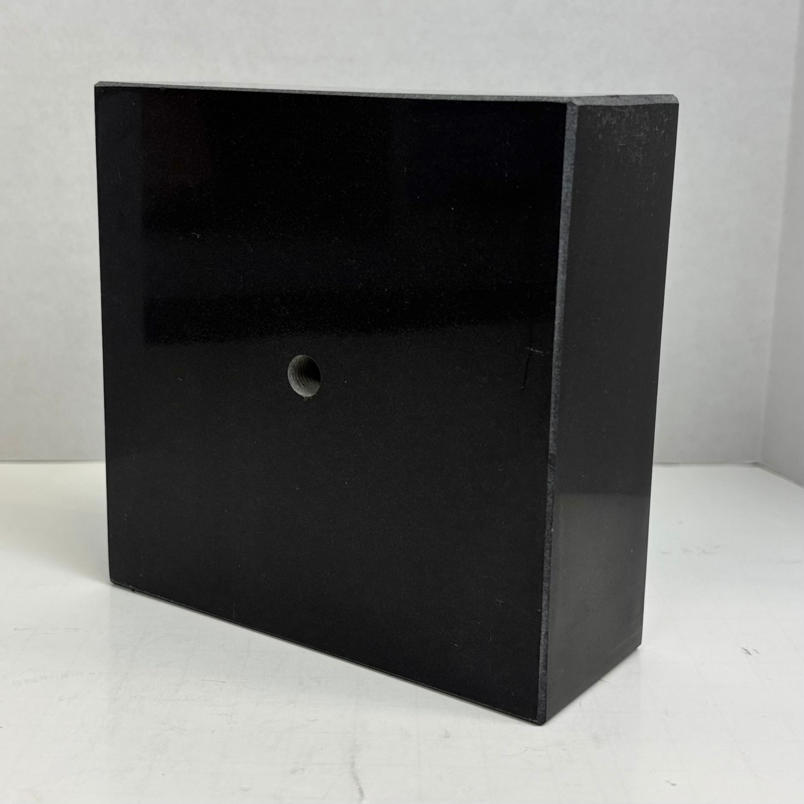 Premium Black Marble Display Base with Center Mount Hole – Polished Stone Pedest