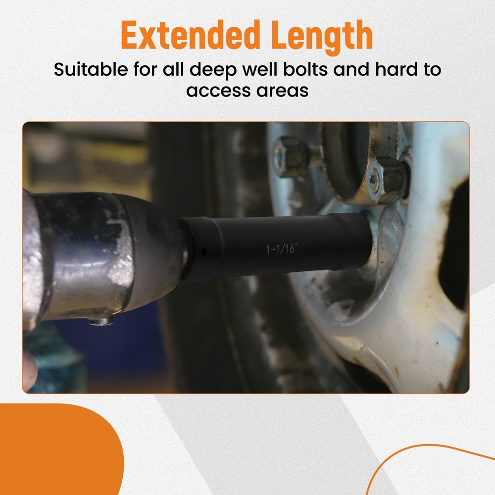 1/2 Inch Drive Extended Length Impact Socket Set 6PCS Extra Deep Socket Set