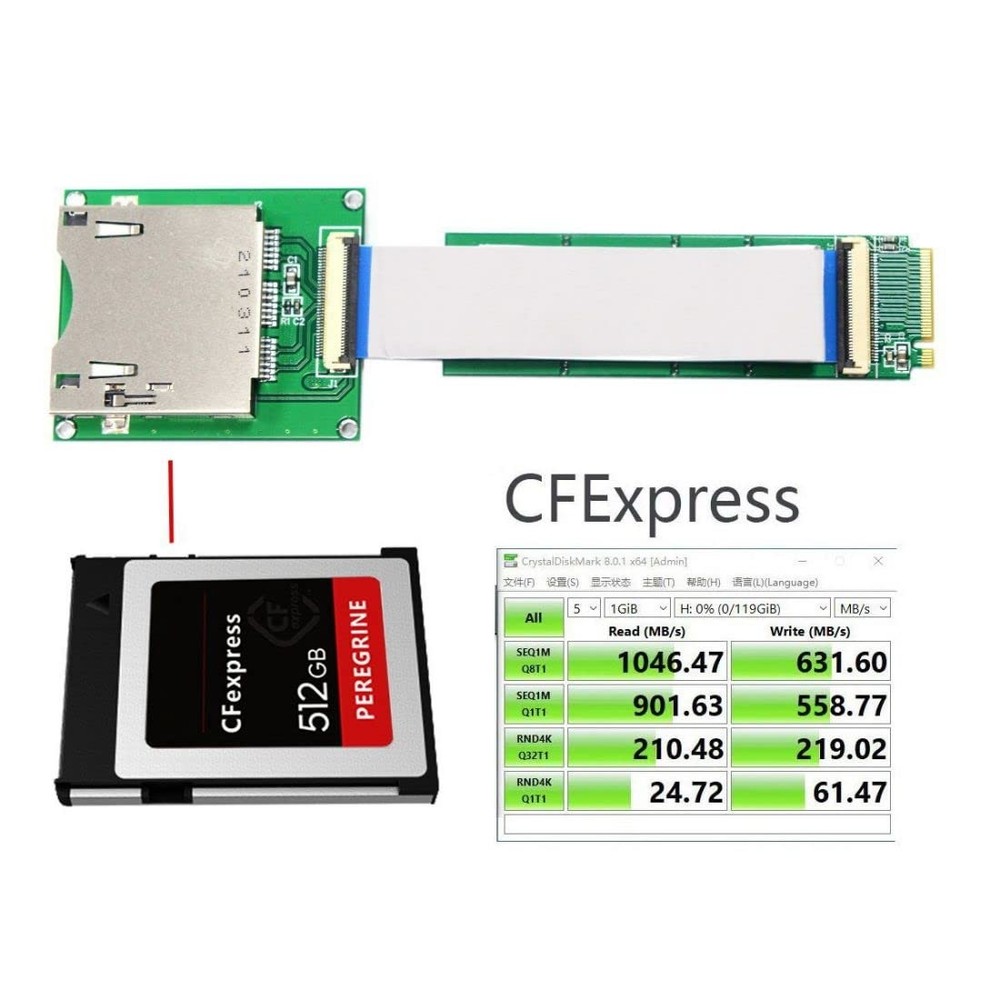 chenyang USB 3.1 Gen 2 10Gbps CF Express Type B Memory Card Reader to M.2 NVM...