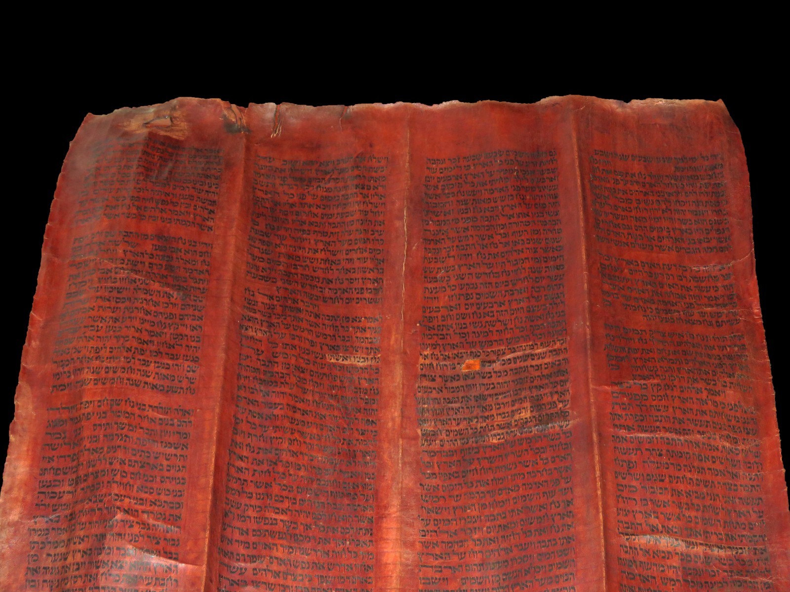 TORAH SCROLL BIBLE VELLUM MANUSCRIPT FRAGMENT 300 YRS YEMEN "THE GREAT FLOOD"