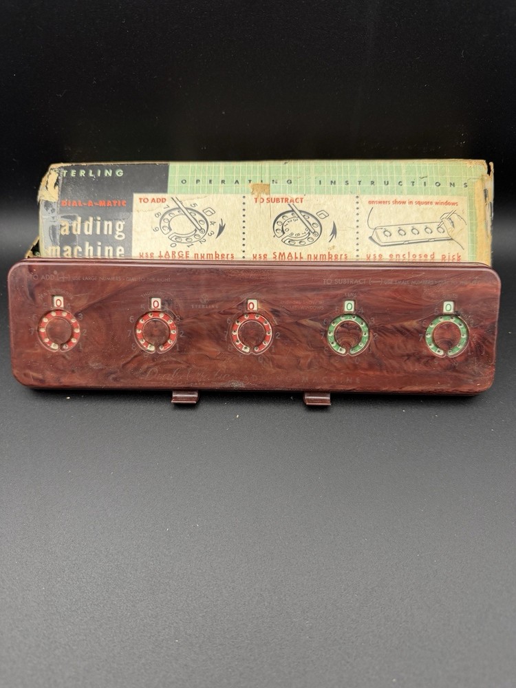 Sterling Dial-A-Matic “add- It” Automatic Mechanical Adding Machine #567 W Box