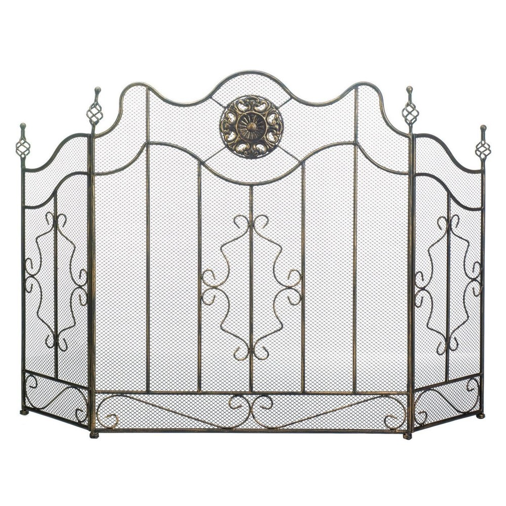 VICTORIAN STYLE BLACK FIREPLACE SCREEN