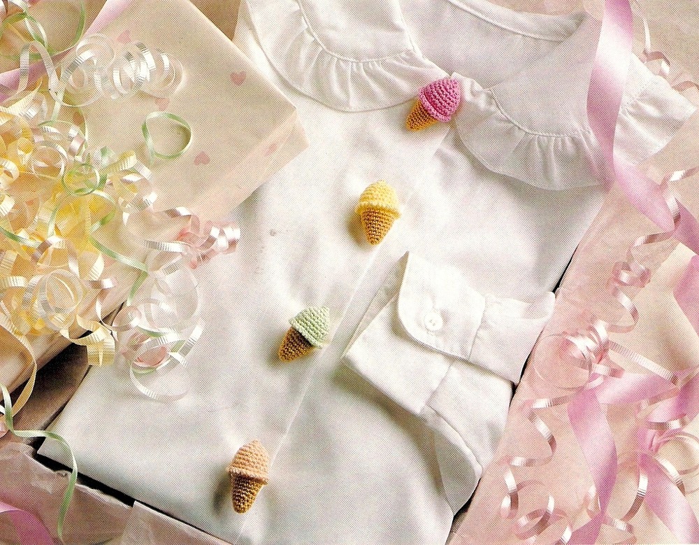 ADORABLE Quick Ice Cream Button Covers/Apparel/ Crochet Pattern Instructions