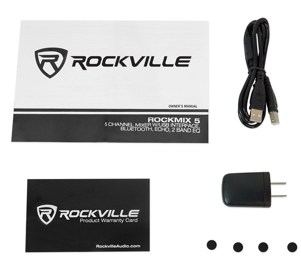 Rockville RockMix 5 USB Computer Recording Interface Mixer w/Bluetooth, Echo, EQ