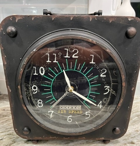 Airspeed Indicator Clock Faux Indicator Rustic Battery Operated