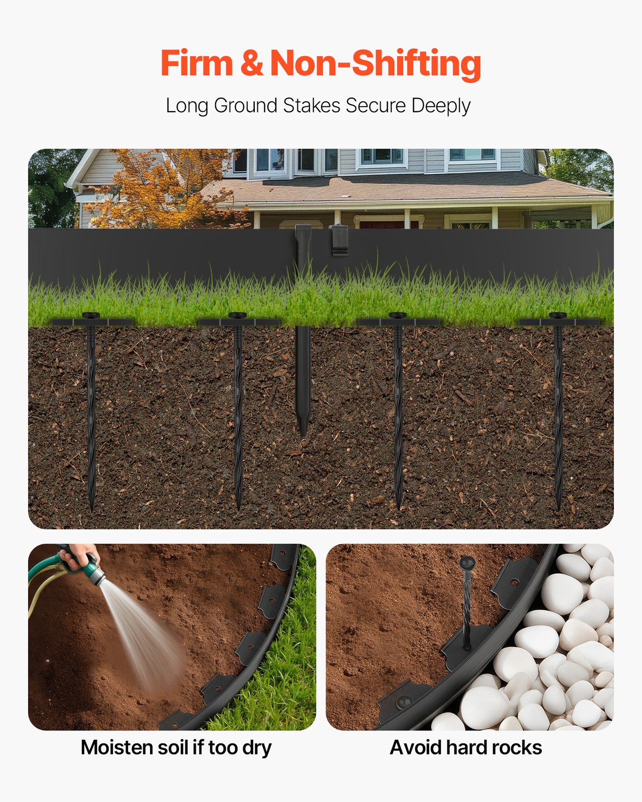 Uimoso 66ft x 4in L-Shaped Durable Plastic Garden Edging Border, No Dig Required
