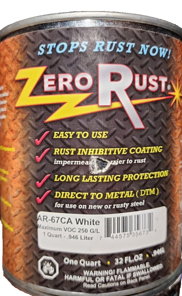 (1) Zero Rust AR-67CA White Rust Inhibitive Coating - One Quart 32 FL.OZ .946L