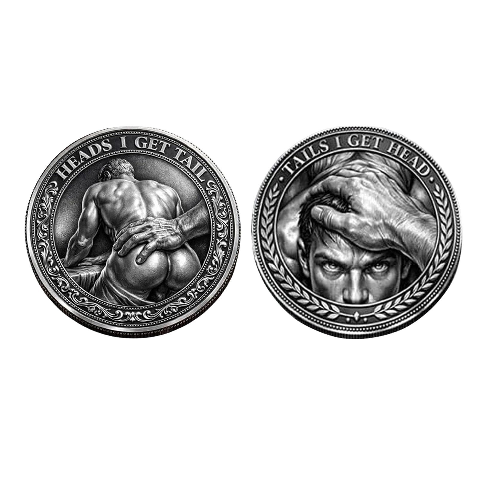 3Pcs Heads I Get Tail/Tails I Get Head Males Funny Sexy Challenge Coin Mens Coin