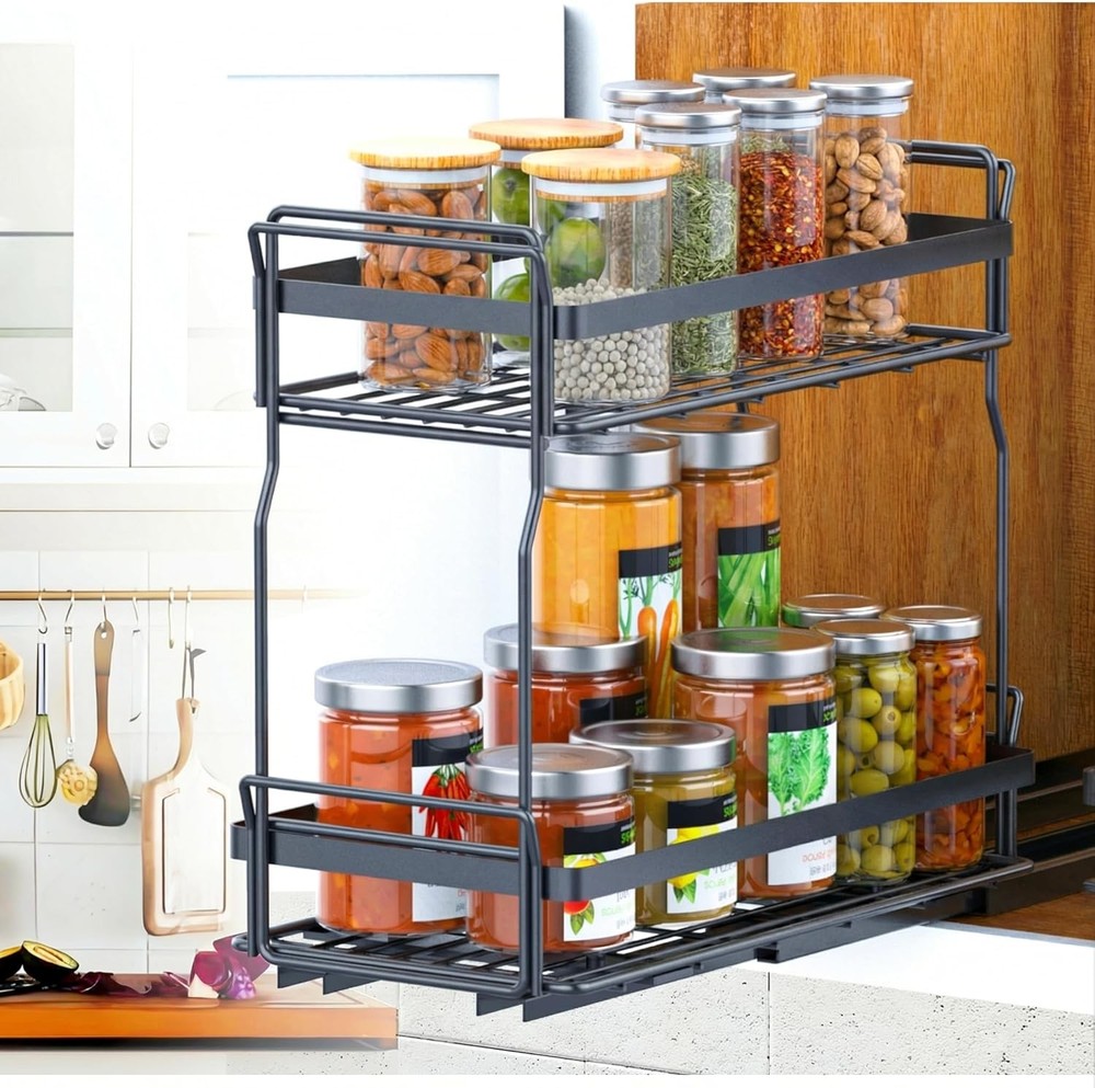 Pull Out Spice Rack Organizer Inside Kitchen Cabinets Heavy Duty Slide Out