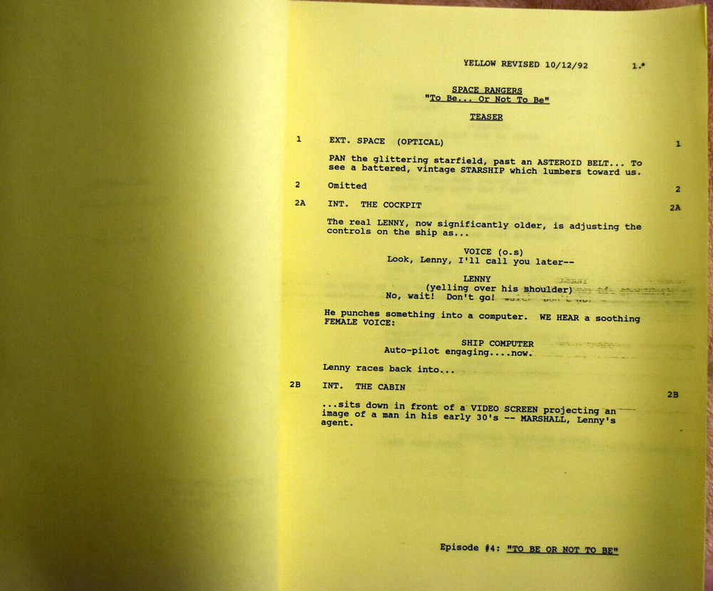 Original Space Rangers " To Be or Not To Be " First Draft Yellow Revised Pages