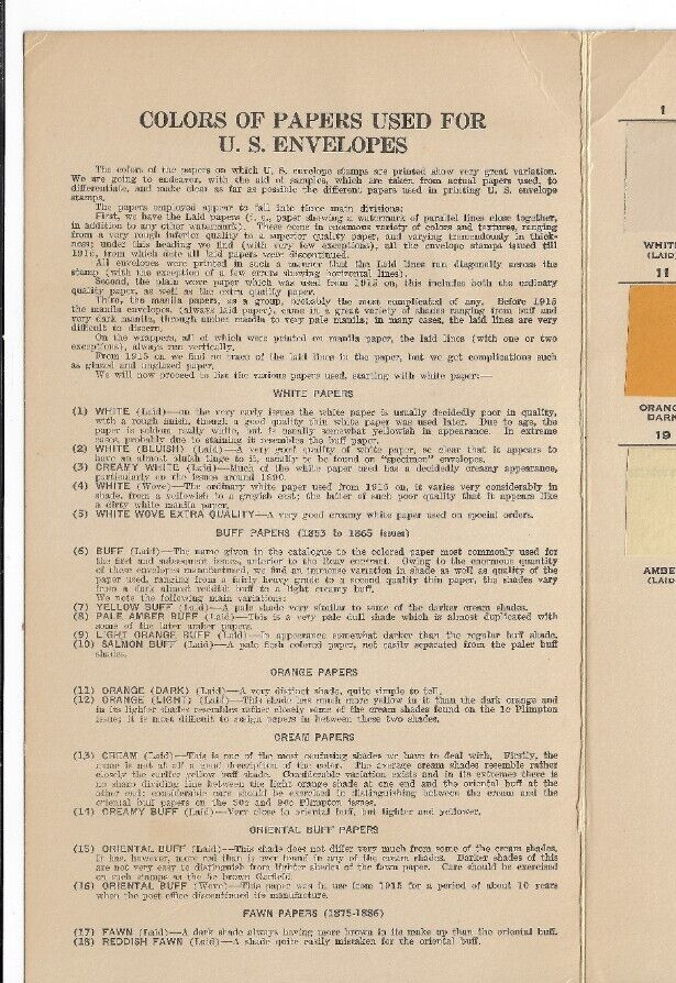U.S. Envelope/wrapper paper Guide . High resolution COPY. (a3376