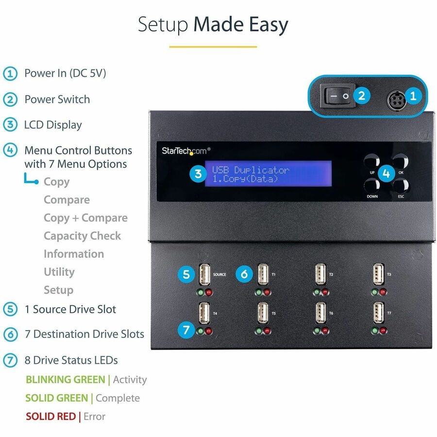 StarTech USBDUPE17 1:7 USB Duplicator & Eraser - USB 3.0