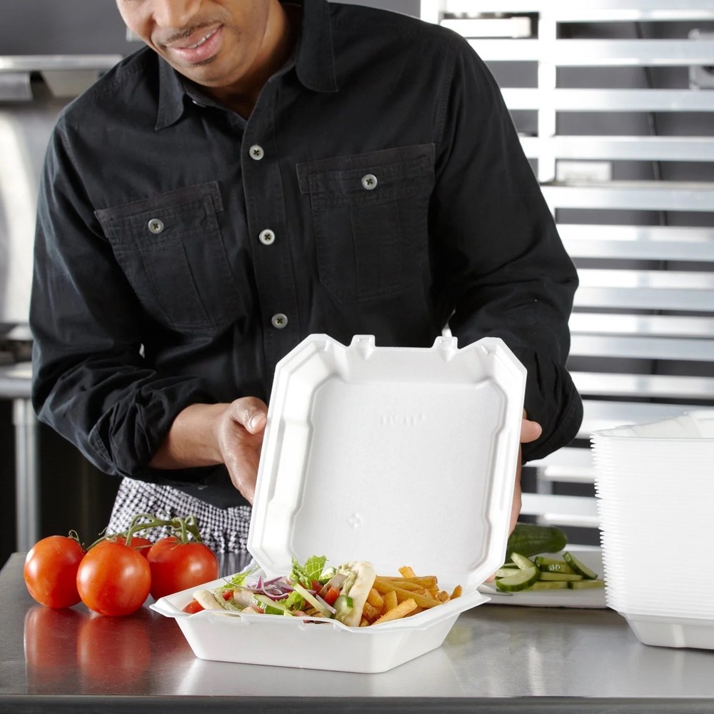 Hefty Supreme Foam Hinged Lid Container, 1-Compartment, 125 ct.