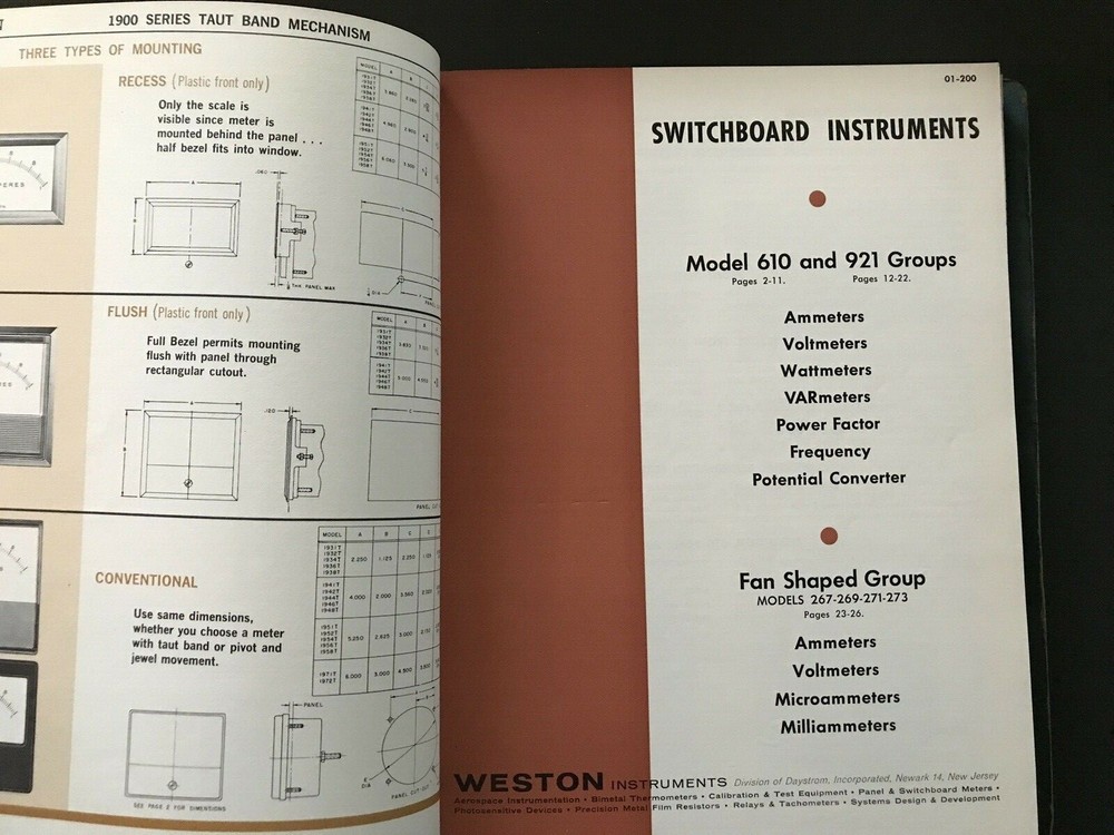 Weston Instruments Binder w/ Panel Instruments Meters Bulletins & Booklets