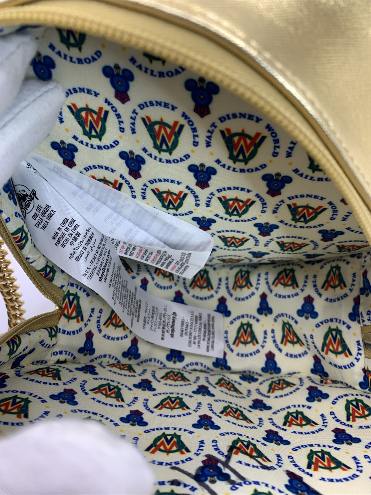 Walt Disney World Railroad Gold Crossbody Bag Disney Parks Exclusive NWT