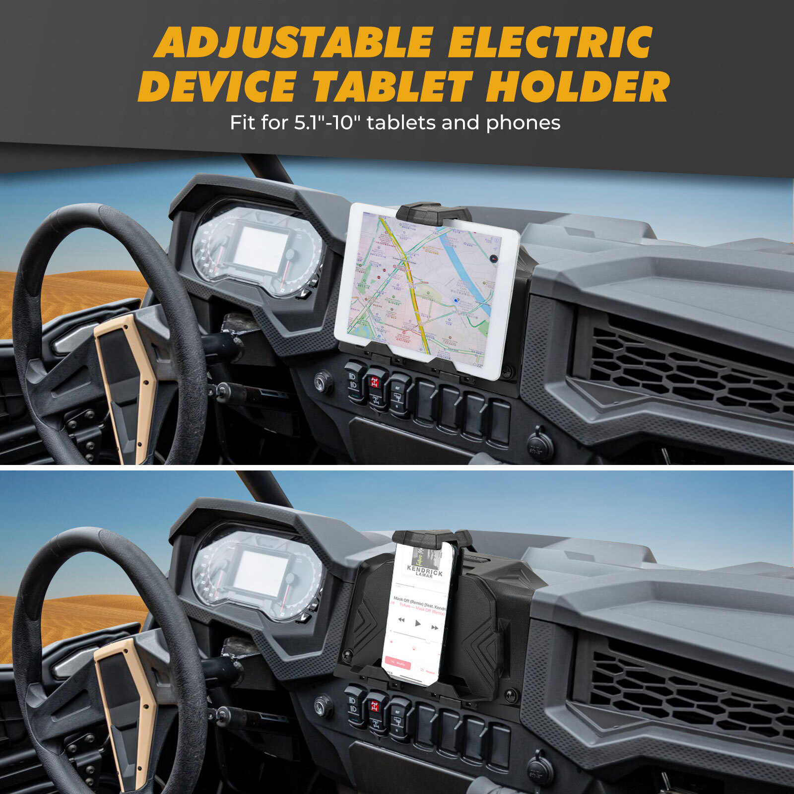 Electronic Tablet Device Holder GPS Mount for Polaris RZR XP 1000 Turbo 2019-23