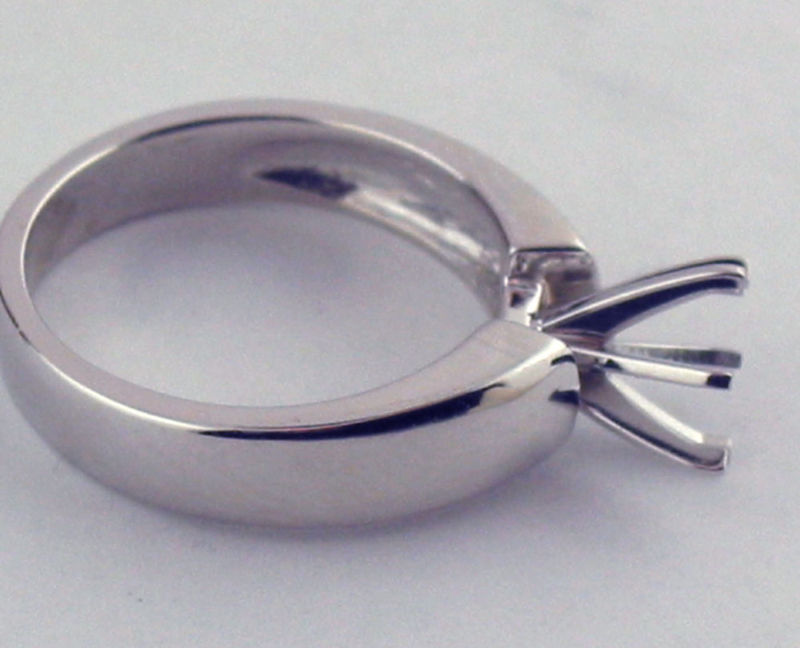 2Ct Solitaire Engagement Ring Mounting 14K solid White Gold Heavy Ring Setting