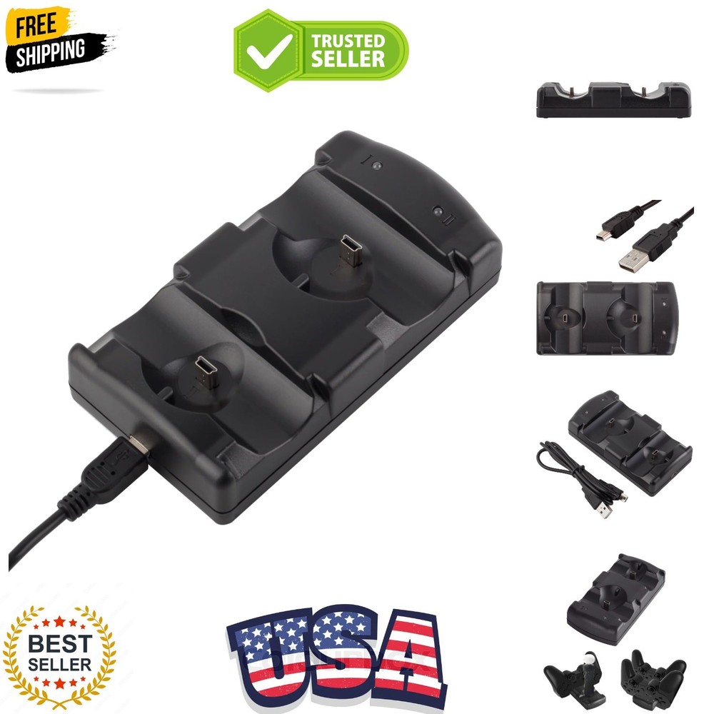 PS3 Controller Charging Dock Charging Station 2 in 1 with LED light Indicator...