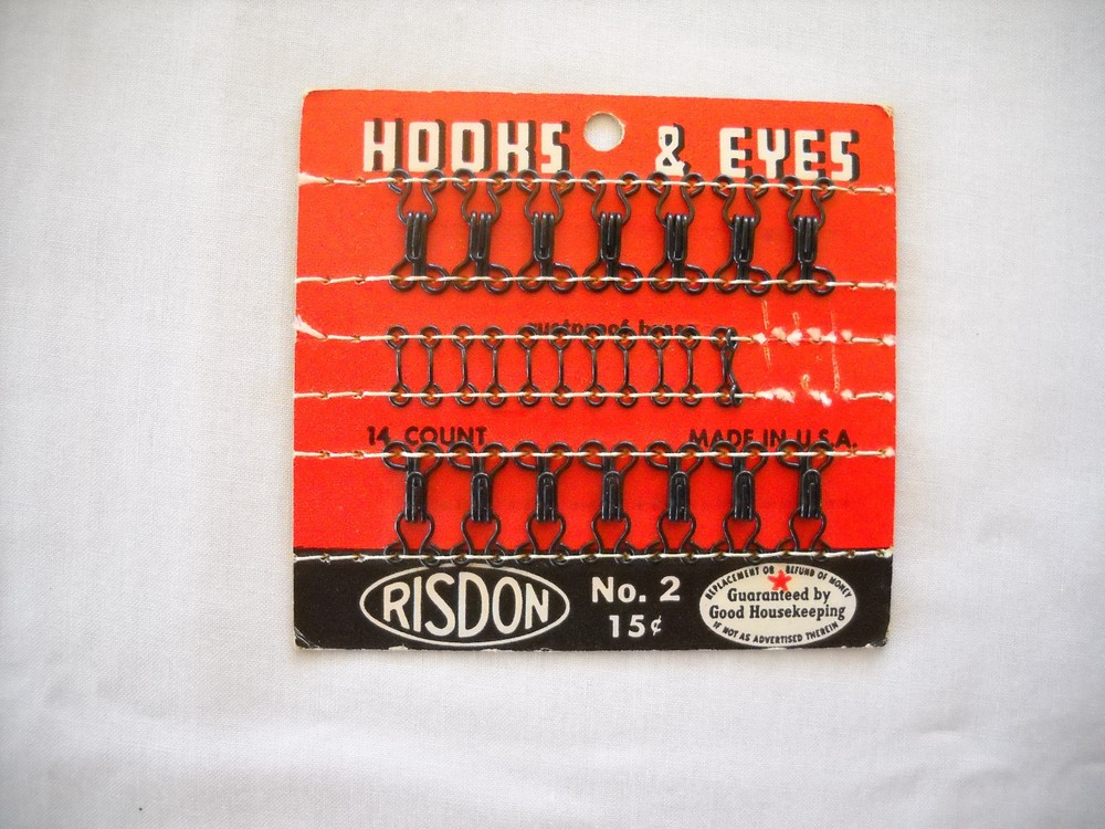 1940's Risdon #2 Black Hooks & Eyes.