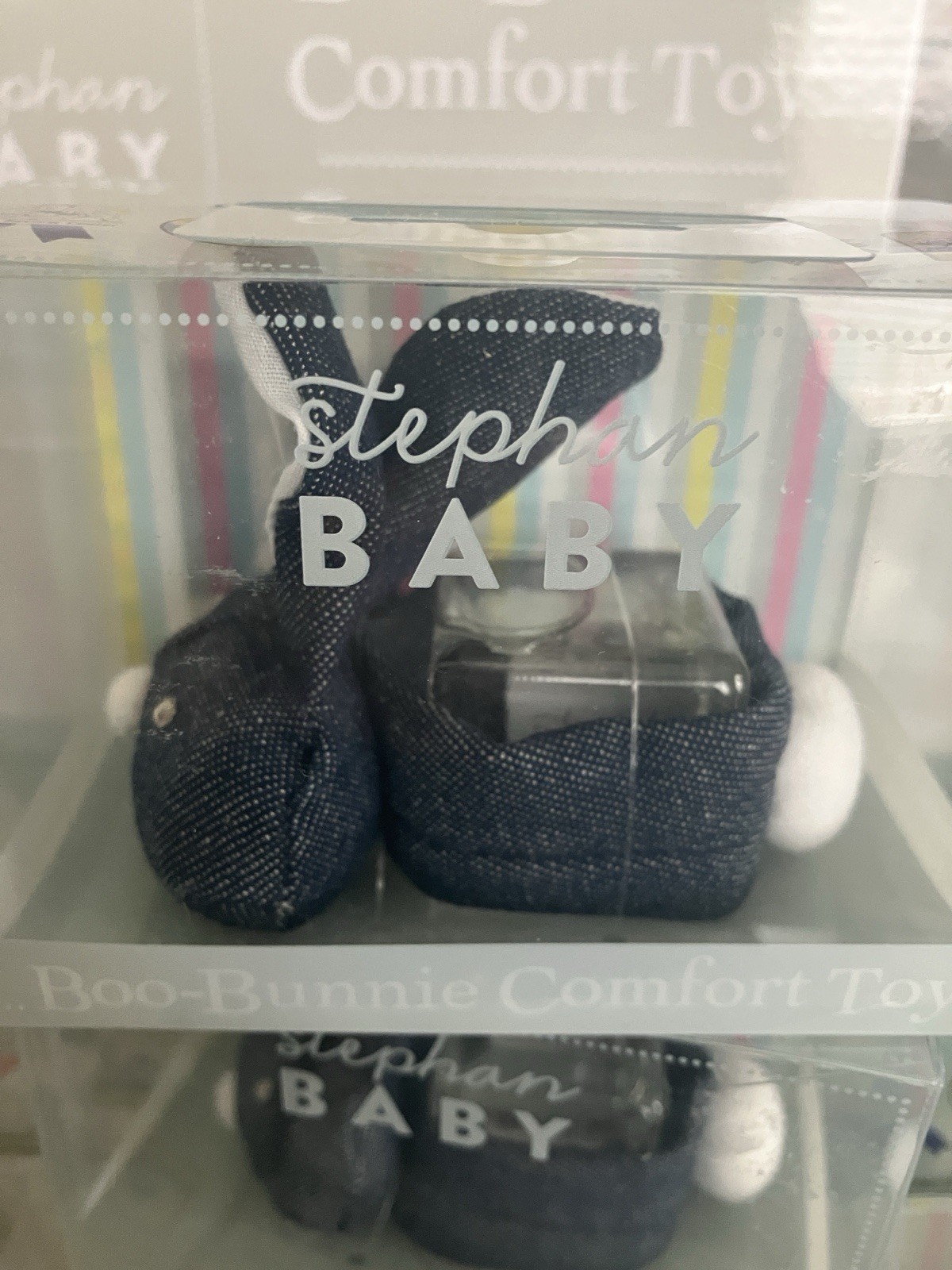 New Stephan Baby Boo-Bunnie Denim Plush Comfort Toy w/ Boo Cube Soothing