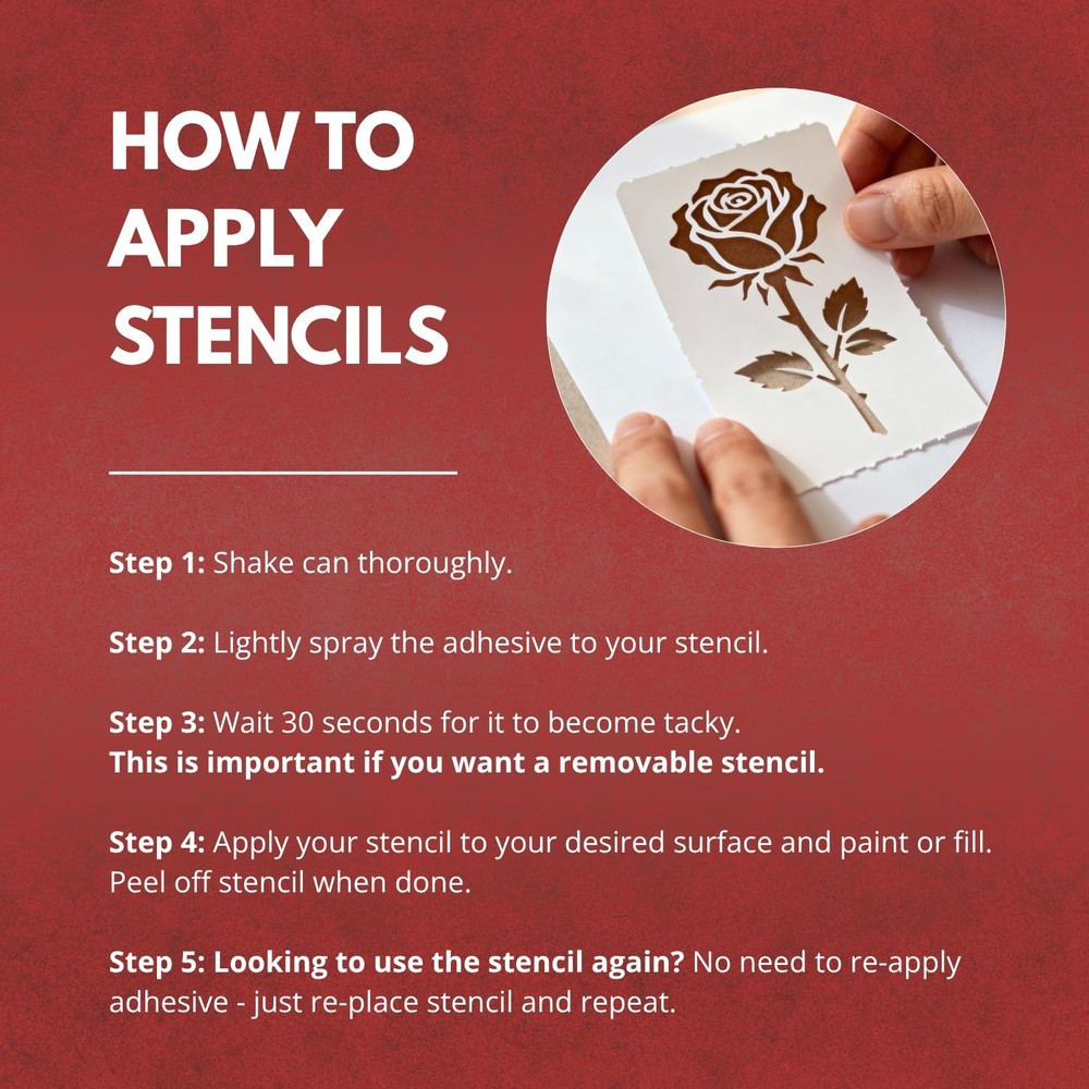 Stencil Adhesive Spray – Repositionable, Low-Tack Temporary Hold for Stencils...