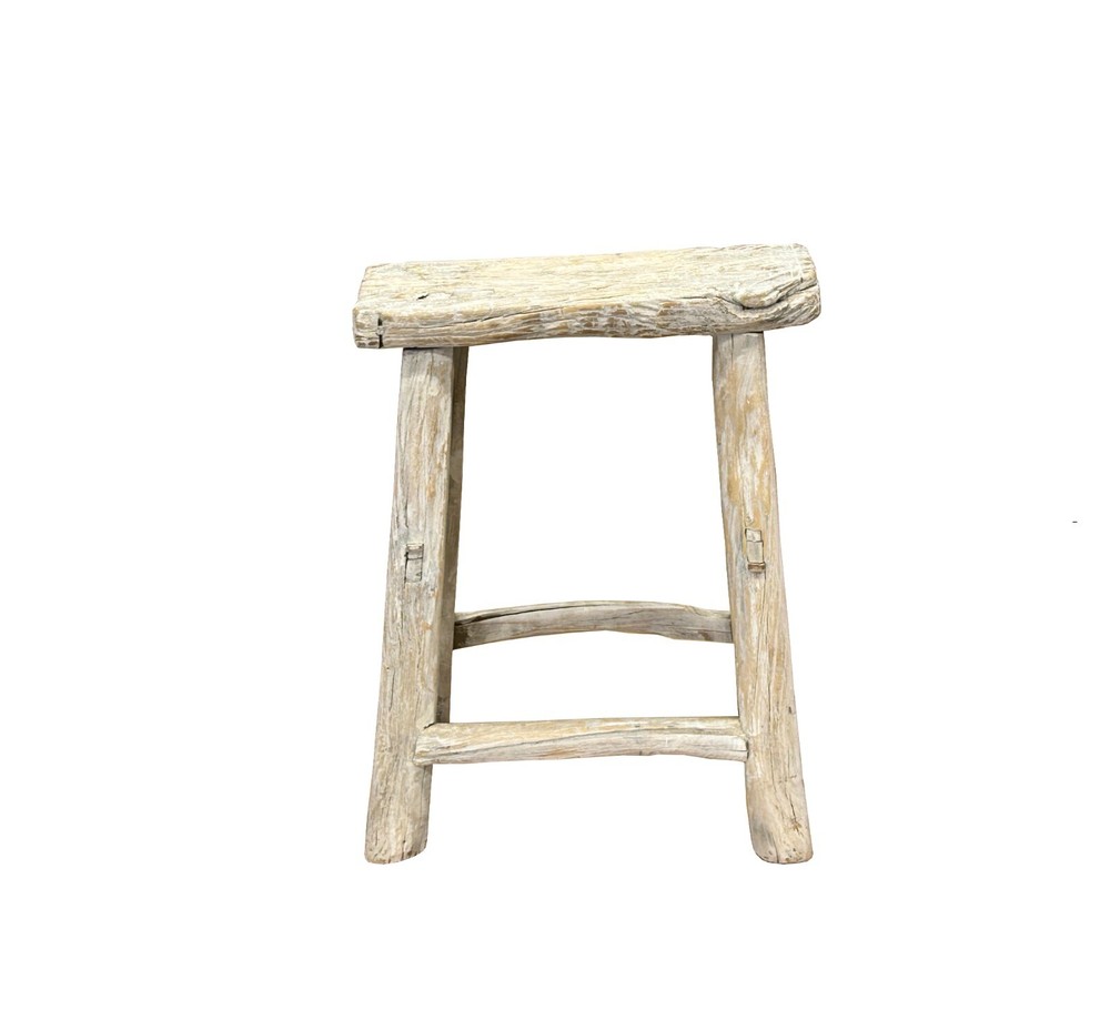 Rustic Raw Rough Wood Grain Rectangle Slim Stool Bench Side Table ws4615