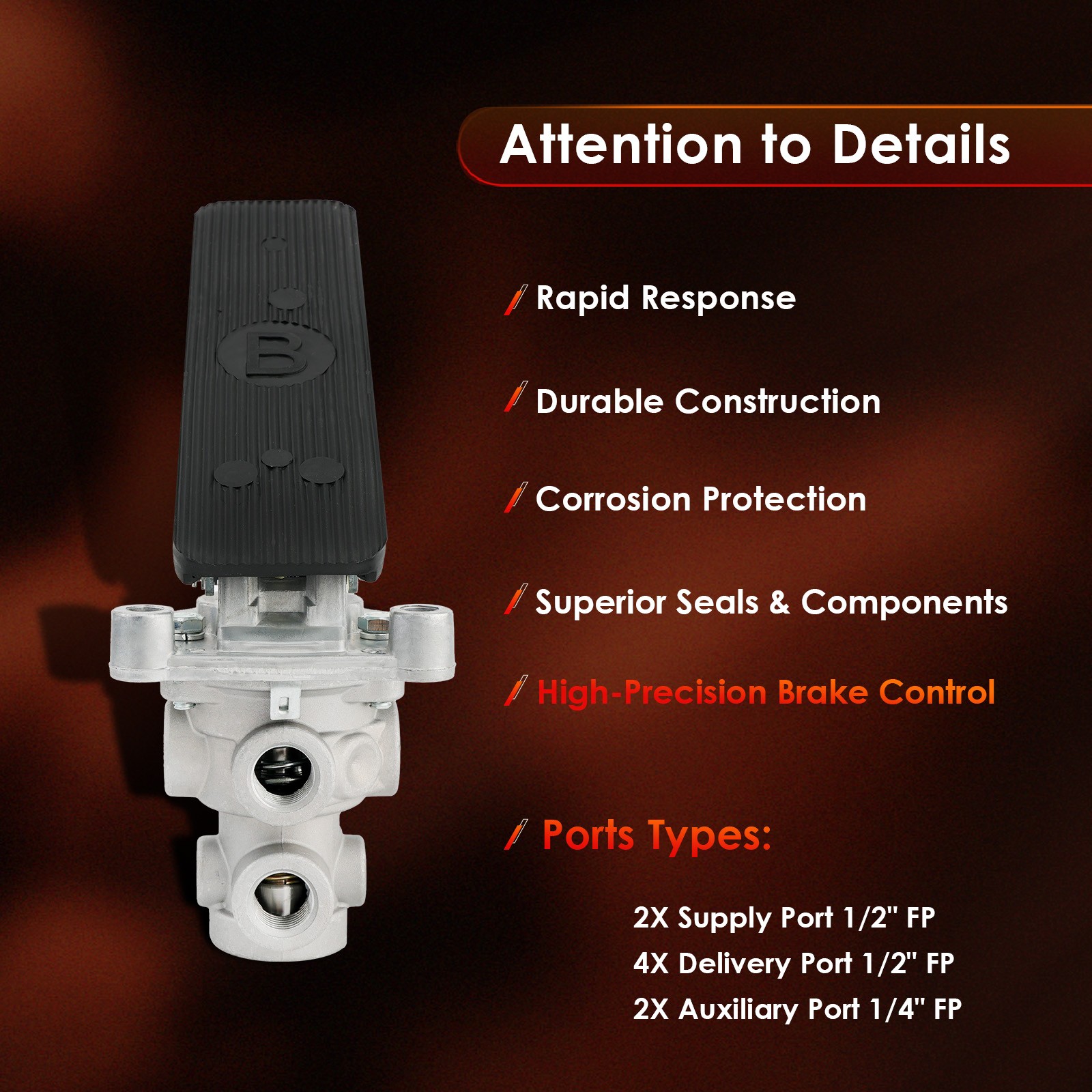 E-3 E3 Single Circuit Foot Brake Control Valve For Haldex Bendix 277863 KN22100