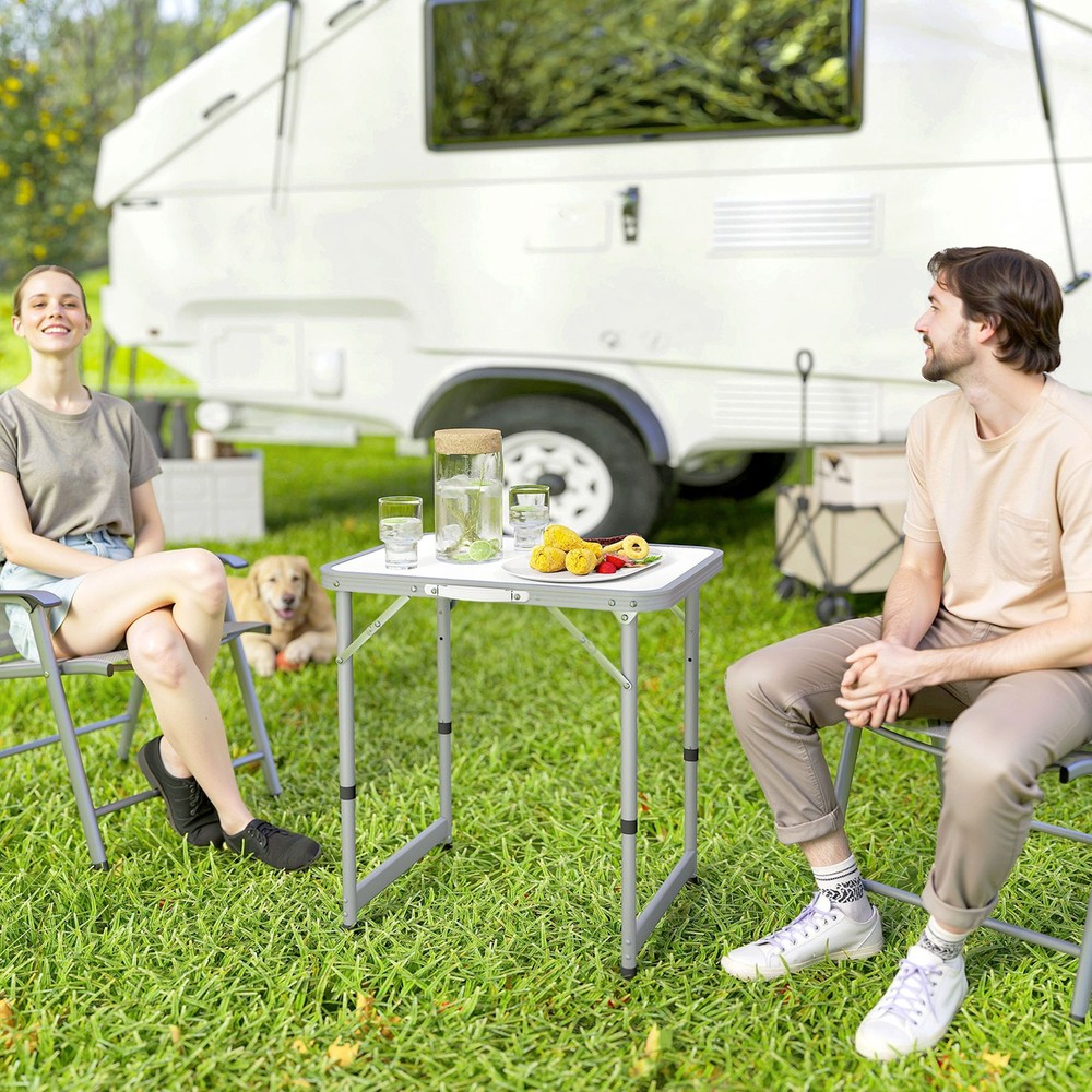 23" Adjustable-Height Folding Camping Table Portable Table