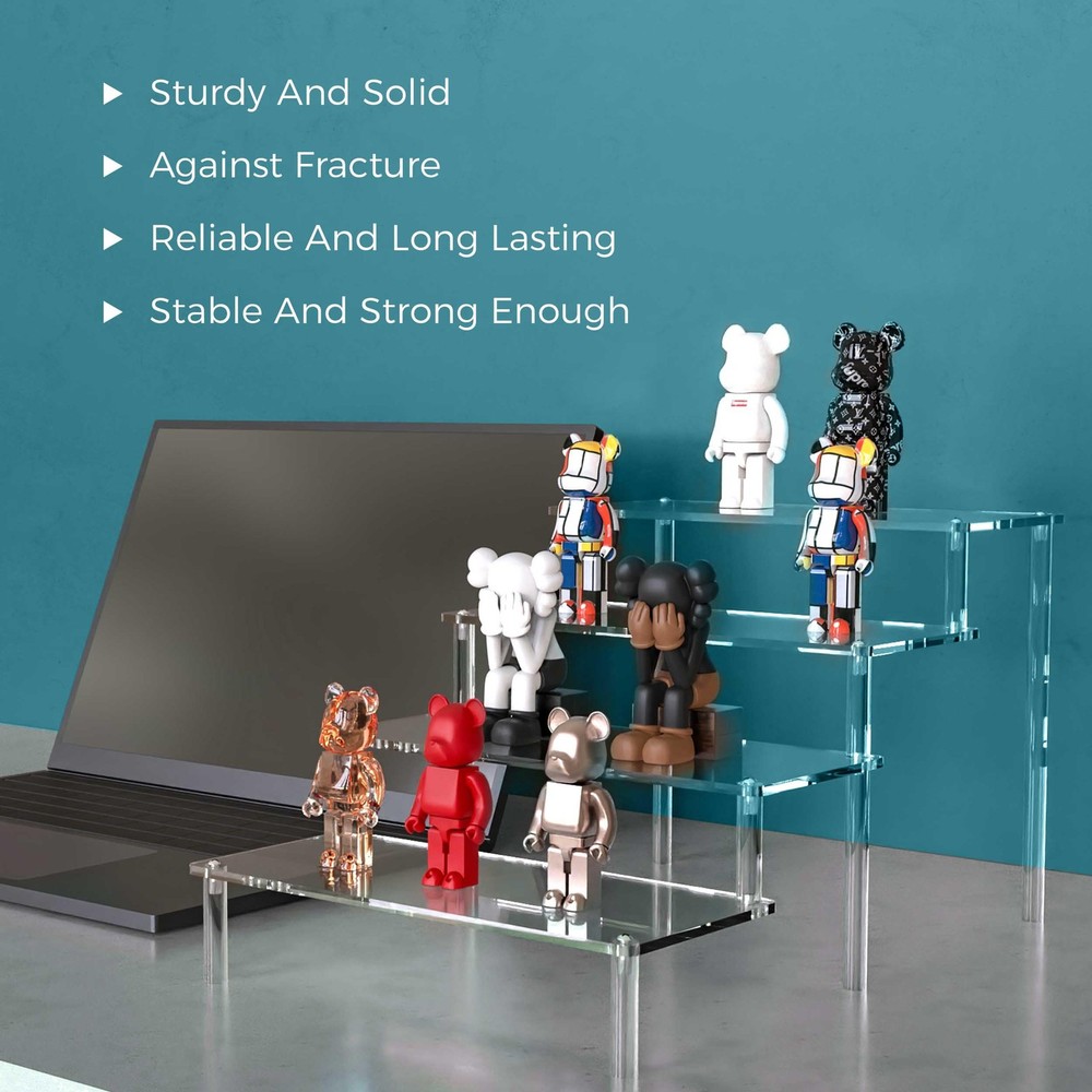 Hmdivor Acrylic Risers for Display 1 Pack 4 Tier Clear