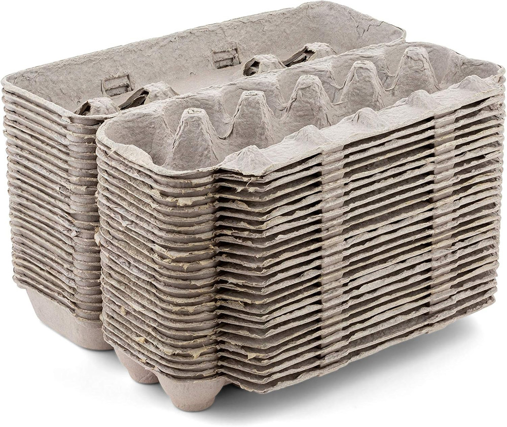 Recycled Pulp Egg Cartons Holds 12 Eggs Reusable Stackable Empty Egg Boxes 25 PK