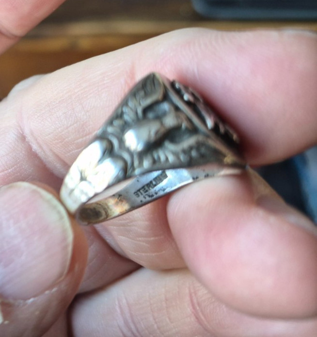 WW2 Army Military Patriotic Ring 925 Sterling Silver Size 11 3/4