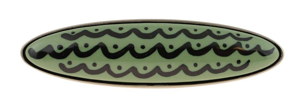 3" Sage Green Wave Pull Satin Nickel
