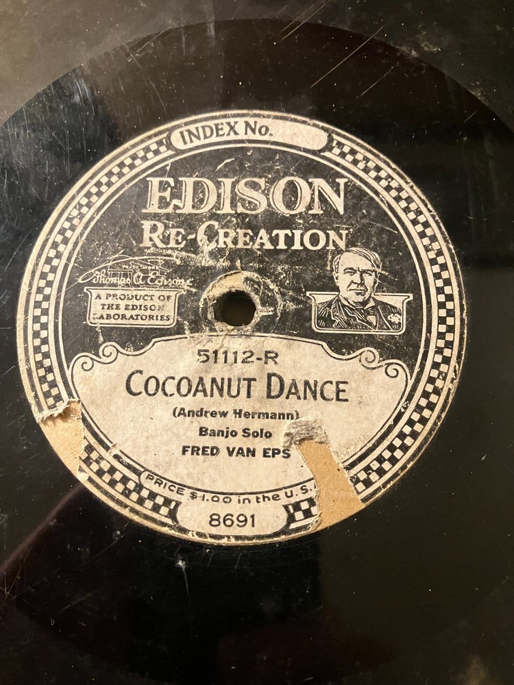 Edison Diamond Disc Record #51112 "Cocoanut Dance" Banjo Fred Van Eps
