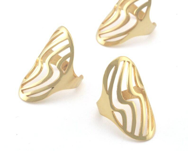 Thunders thunder oval statement adjustable ring Gold Plated brass (5 - 8US 4341