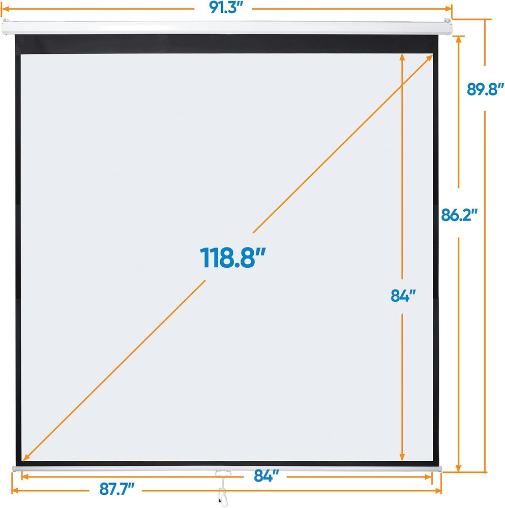 120'' Projector Screen Projection Screen Manual Pull Down HD Screen Home Theater