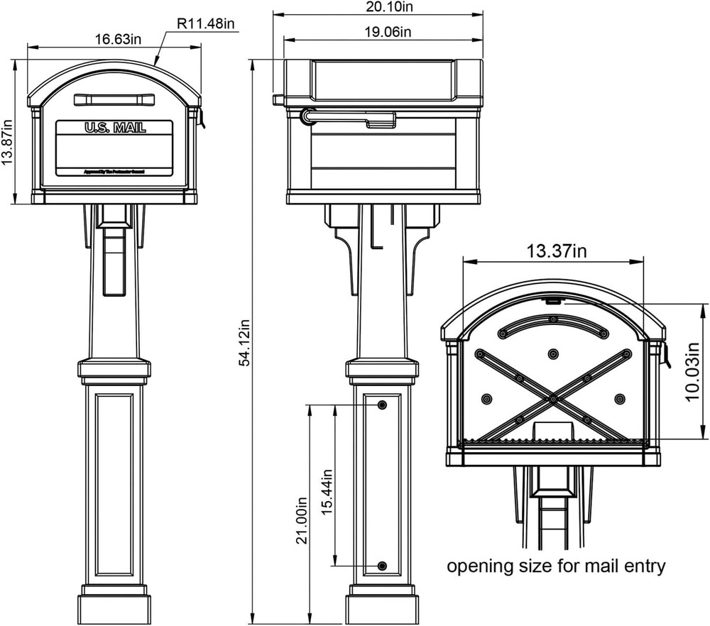 Grand Haven Plastic, Mailbox and Post Kit, Black Extra Large