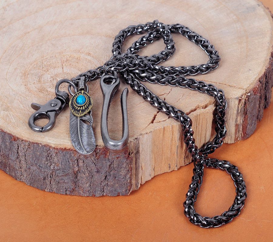 30" Basic Strong Twisted Feather Biker Trucker Keychain Key Jean Wallet Chain