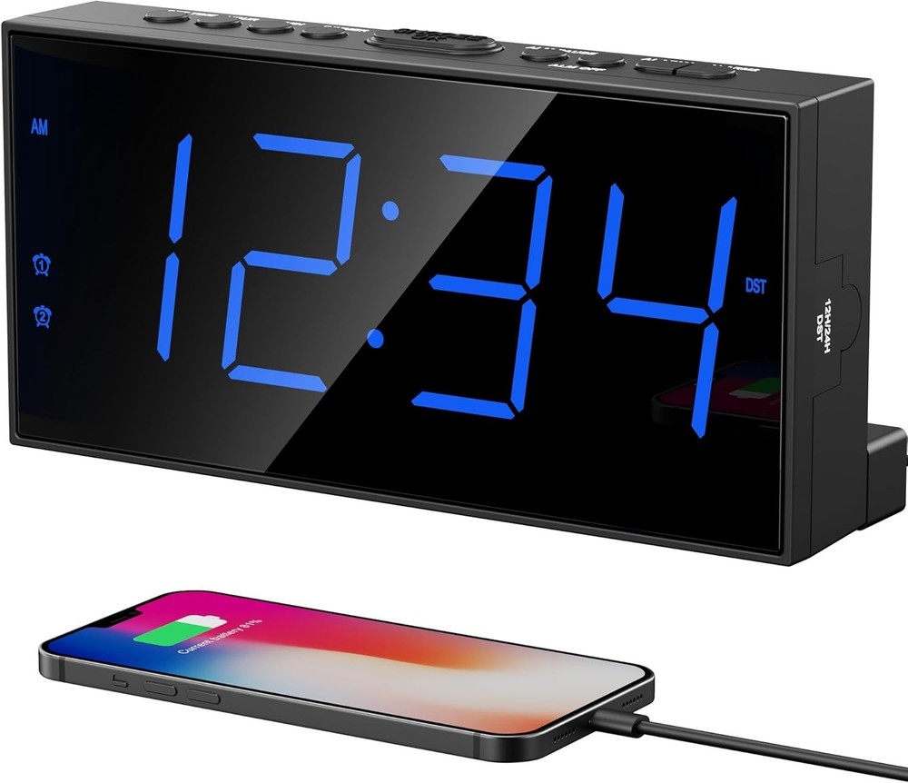 Versatile LED Alarm Clock with Large Display, Adjustable Volume & Battery Backup