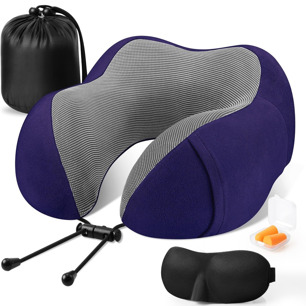 CloudBliss Travel Pillow Premium Memory Foam, Comfortable  Supportive Neck