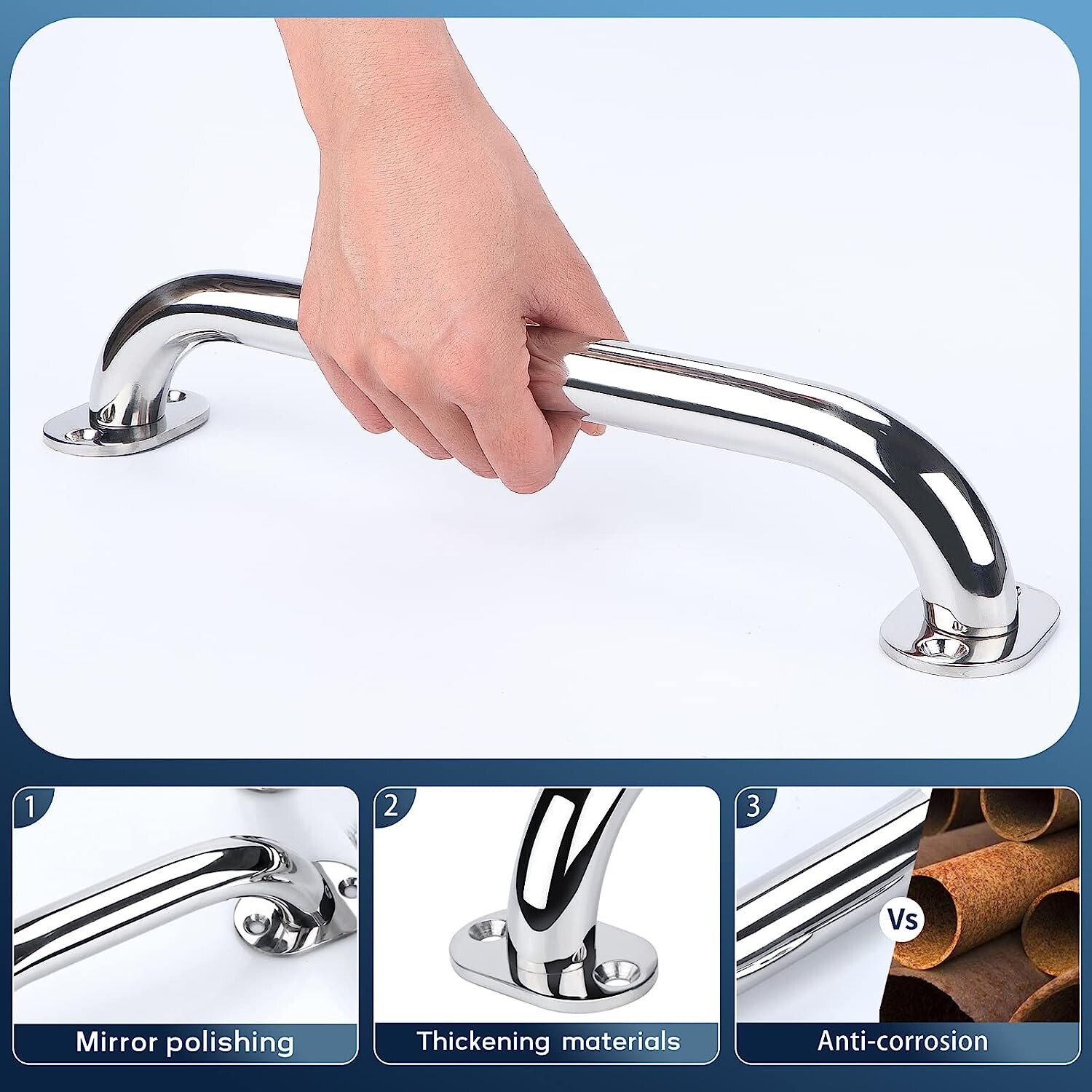 Stainless Steel Marine 12" Marine Grab Handle Handrail Polished Universal