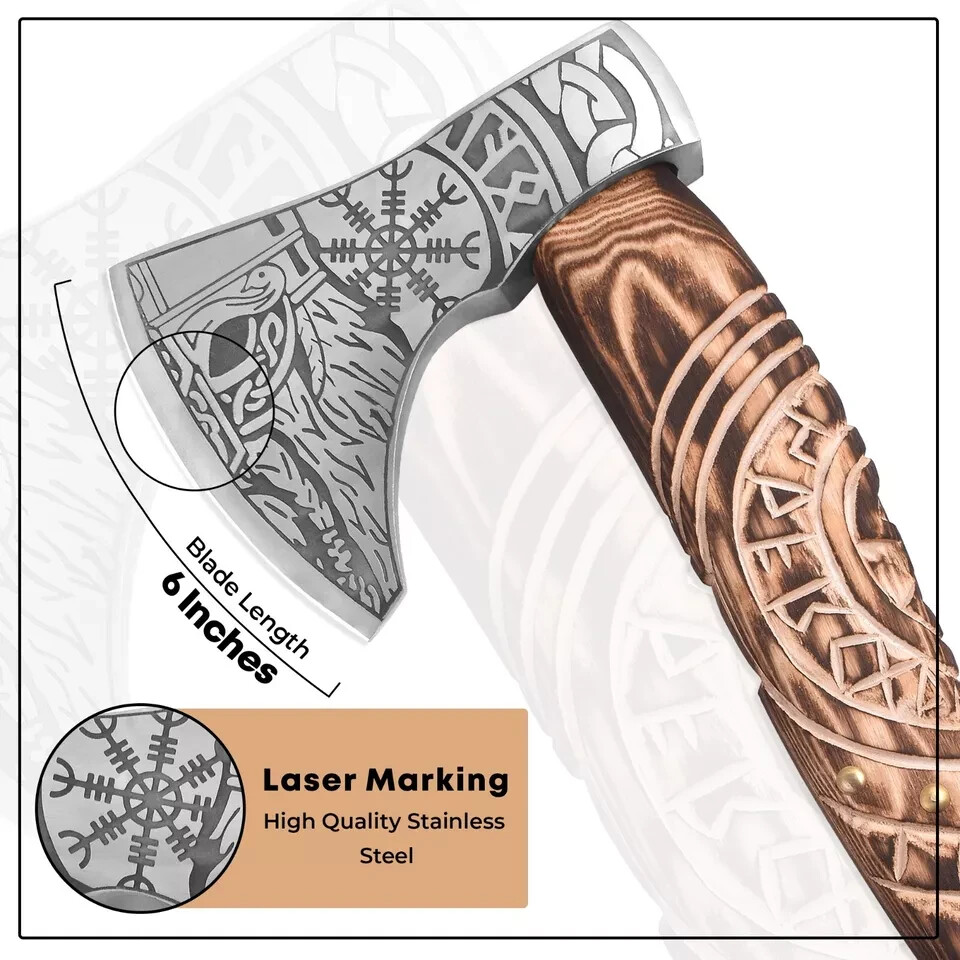 Custom Handmade Viking Axe Carbon Hatchet, Steel Axe, Bearded Axe