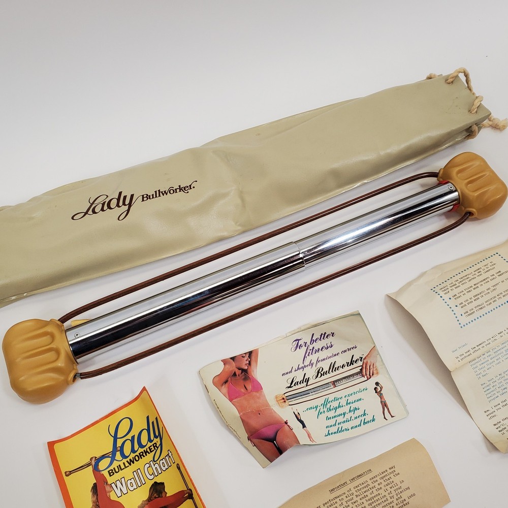 Vintage 70s Lady Bullworker Isometric Exercise Kit Complete w Case Chart Book