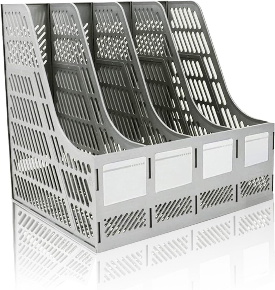 File Holder Desktop Filing File Box 4 Compartments Vertical File Organizer